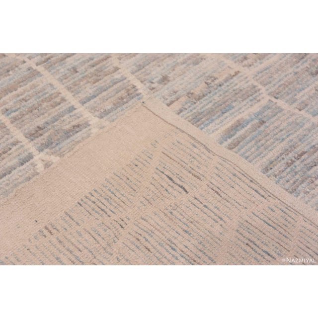 Tribal Light Blue Moroccan Berber Beni Ourain Pattern Modern Area Rug For Sale In New York - Image 6 of 6