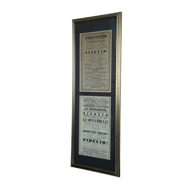 Pair of neat early 19th century theatre advertising fliers, framed in diptych. One for the Theatre Royal, Covent Garden,...