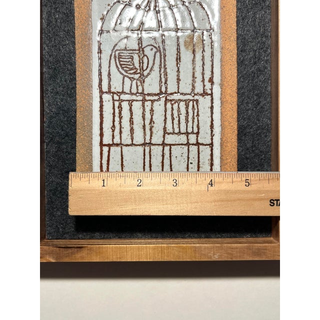 1970s Rare! Mid Century Modern 1970s David D. Cunningham Ceramic Wall Tile Framed For Sale - Image 5 of 9