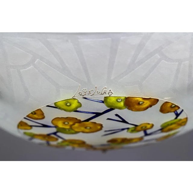 Art Deco Enameled and Frosted Glass Pendant Light from Loys Lucha, 1930s For Sale - Image 6 of 18