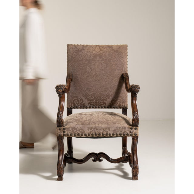 Neo-Baroque Oak Throne Chair, Antique, France, 19th Century For Sale - Image 12 of 16