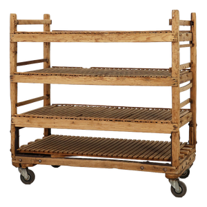 Large Antique French Rolling Shelf in Pine, 1890s