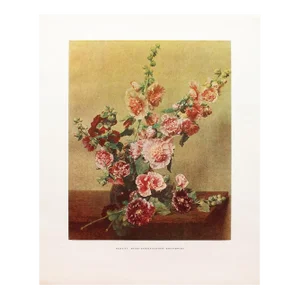 1950s After Henri Fantin-Latour "Hollyhocks", First Edition Swiss Full-Color Print