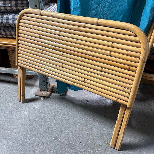1930s Restored Art Deco Stacked Rattan Twin Size Headboard For Sale - Image 9 of 9