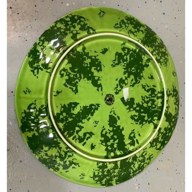 Contemporary Bordallo Pinheiro Charger Plate Watermelon Ceramic Large Tray Serving Salad Red Green 12 Inch For Sale - Image 3 of 17