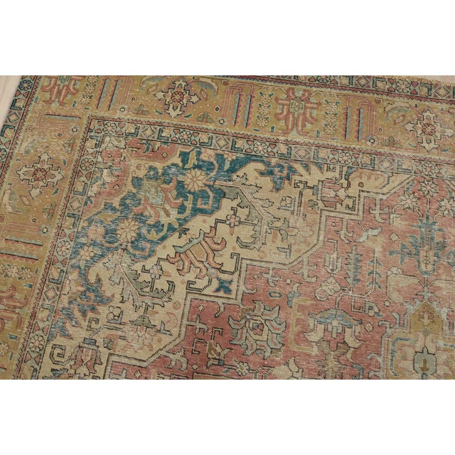 Textile Tabriz Rug 9’8” X 12’8” Pink Wool Vintage Distressed Hand-Knotted Carpet For Sale - Image 7 of 15