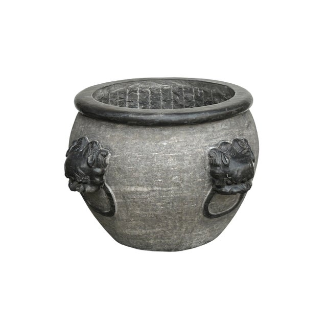 Japanese Chinese Gray Stone Planter For Sale - Image 3 of 10