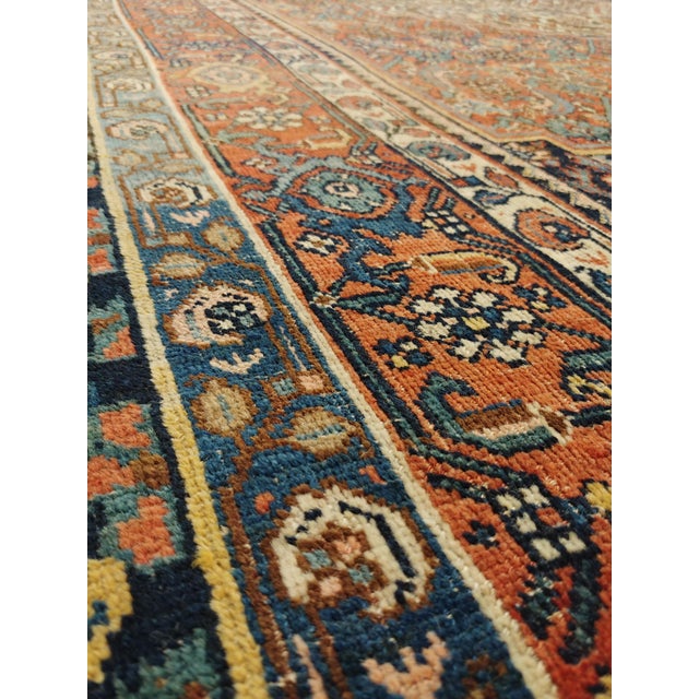 Antique Bijar Carpet Oriental Rug, Handmade, Ivory, Rust, Light Blue, Terracotta For Sale - Image 15 of 18