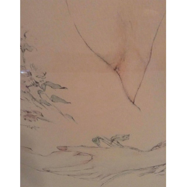 1970s 70s Vintage Susan Obrant Mood Indigo Lithograph on Watercolor Paper Print Framed, Signed For Sale - Image 5 of 5