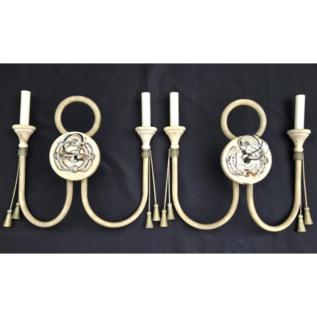 Fine Arts Lamps Brass & Marble Double Wall Sconce Lamps - a Pair For Sale - Image 15 of 18