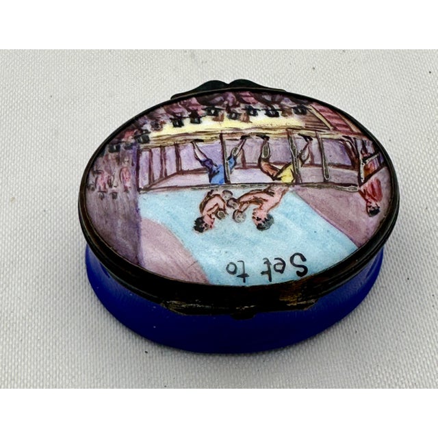 Samson & Cie 19thC Samson Enamel Boxing “Set To” Patch Trinket Box For Sale - Image 4 of 9