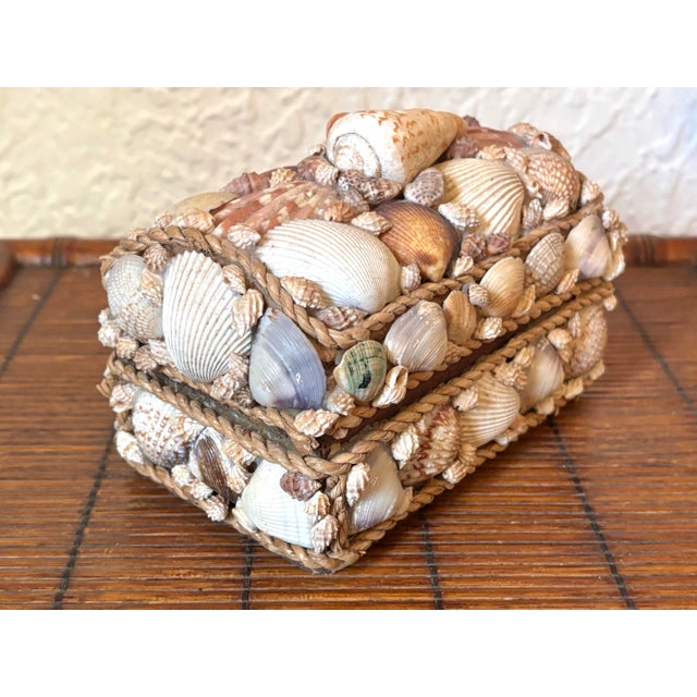 1970s Vintage Shell Encrusted Domed Lid Box For Sale - Image 5 of 8