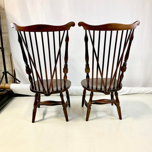 Mid-Century Rustic English Ethan Allen Tall Windsor Dining Chairs, Old Tavern Collection - Set of 4. For Sale - Image 14 of 14