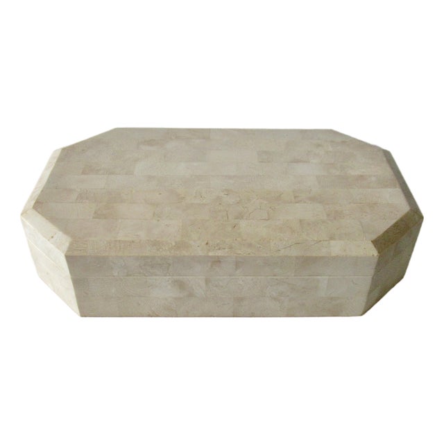 Maitland Smith Large Tessellated Stone, Hinged Keepsake Box For Sale