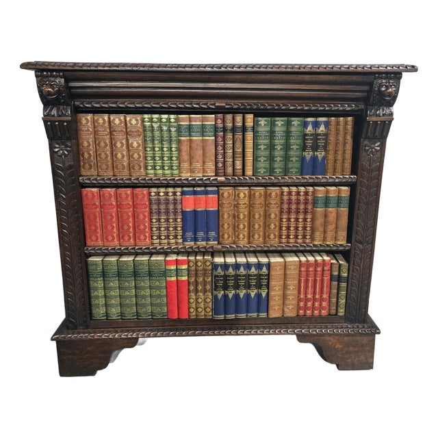 Open Bookcase in Carved Oak For Sale