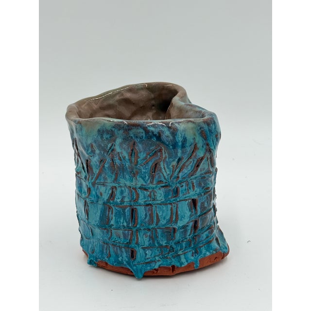 Mid-Century Modern Vintage MCM Brutalist Studio Pottery Vase For Sale - Image 3 of 7