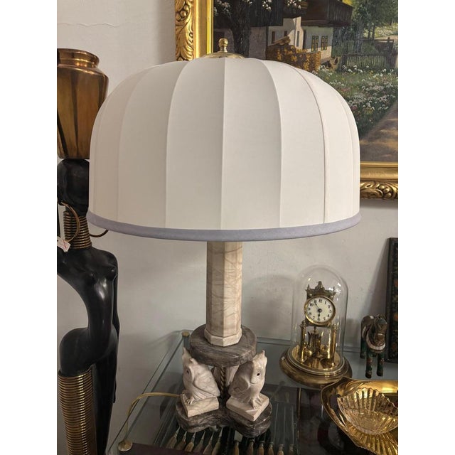 Textile Vintage Table Lamp with Owls, 1960s For Sale - Image 7 of 8
