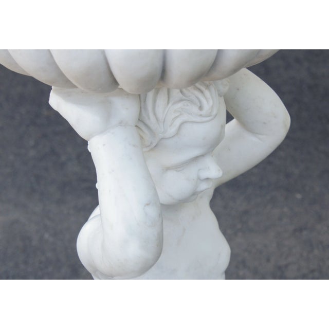 Neoclassical Style Figural Carved Marble Garden Planter For Sale - Image 10 of 12