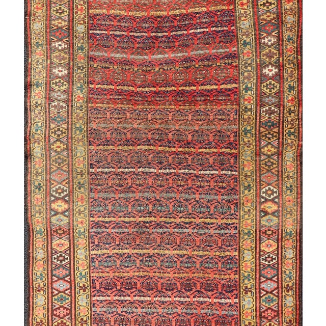 Antique Persian Kurdish Bidjar Gallery Rug With Repeating Paisley Design For Sale - Image 4 of 12