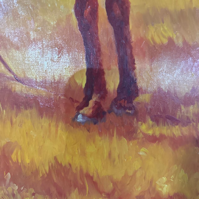 1970s 1979 William Nelson Western Native American Camp Scene Painting on Masonite – Framed For Sale - Image 5 of 12