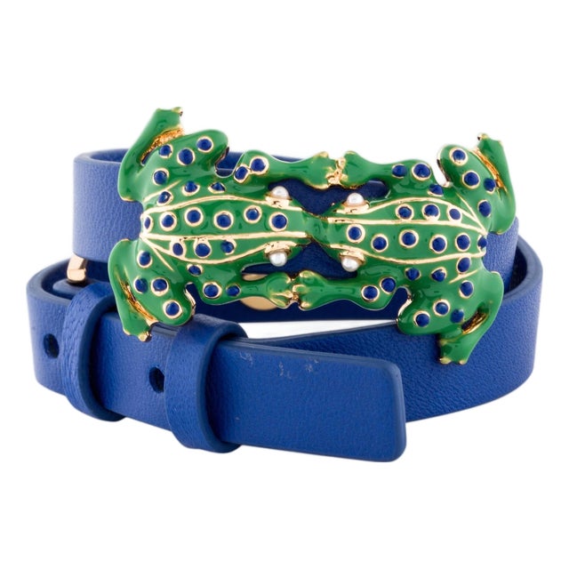 Tory Burch Frog Faux Pearl Enamel Leather Double Wrap Bracelet New For Sale