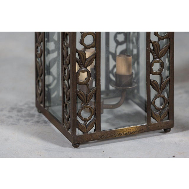French Bronze Hall Lantern, 1920s For Sale - Image 4 of 15