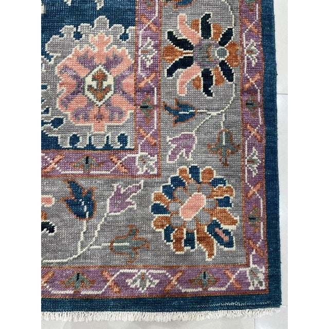 2020s 8x10 Blue Hand-Knotted Wool Serpentine Floral Classic Traditional Carpet Rug For Sale - Image 5 of 7