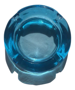1970s Clear Turquoise Blue Round Ashtray Mid-Century Modern