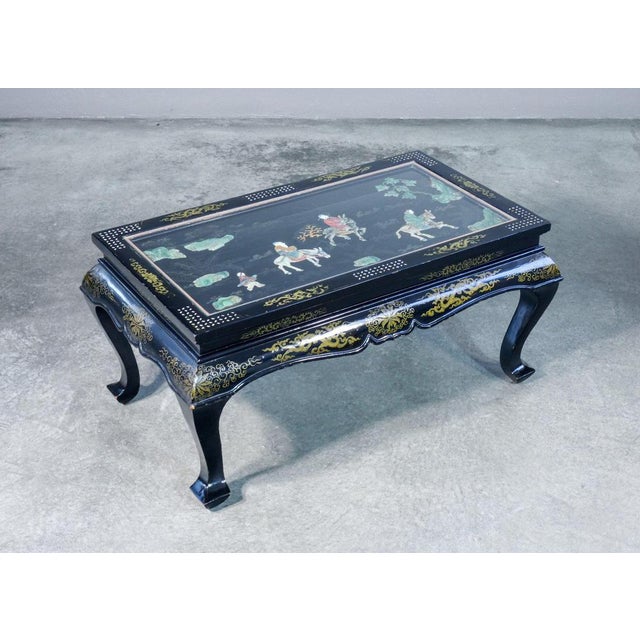 Chinese low table with semiprecious stone inlays. China, 20th century. Origin china period 20th century. Materials...