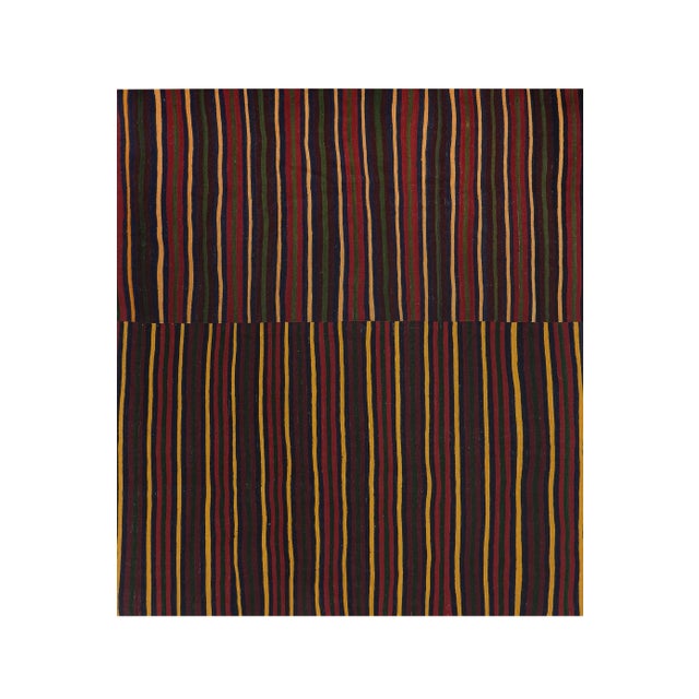 1960s Oversize Bohemian Striped Wool Kilim Rug For Sale - Image 4 of 12