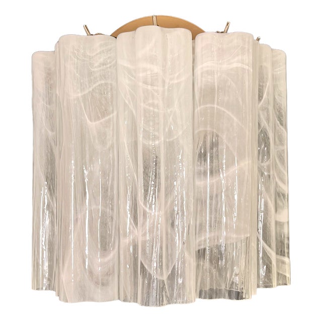 Vintage Murano Glass Tube Wall Sconces with 5 White Alabaster Glass Tube, 1990, Set of 2 For Sale