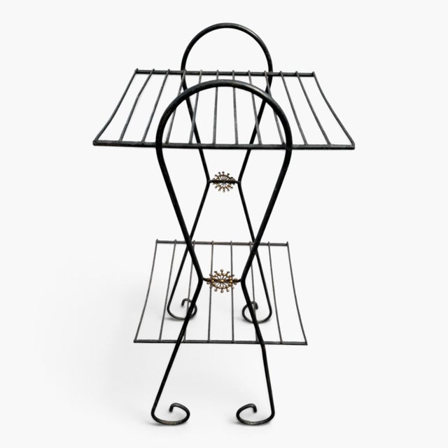 Mid-Century Modern Mid Century Plant Stand Black Metal Wire Patio Table Telephone Table Smoking Stand For Sale - Image 3 of 8