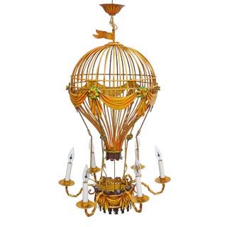 Vintage Italian Tole Hot Air Balloon Chandelier For Sale