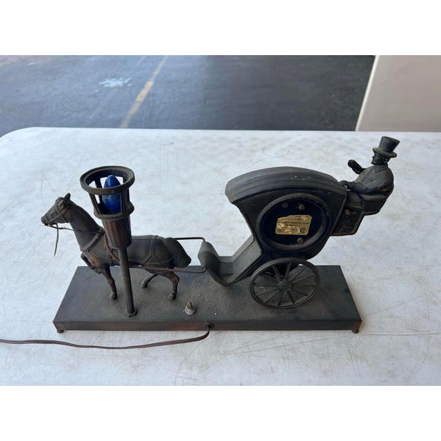 Mid 20th Century Vintage United Metal Goods Horse Carriage Clock & Lamp For Sale - Image 5 of 10