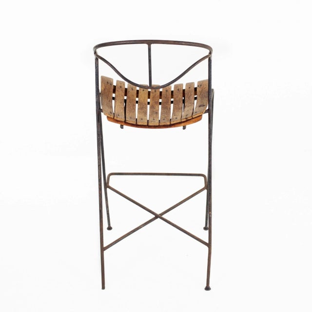 Black Arthur Umanoff for Raymor Mid Century Iron and Wood Barstools - Set of 4 For Sale - Image 8 of 11
