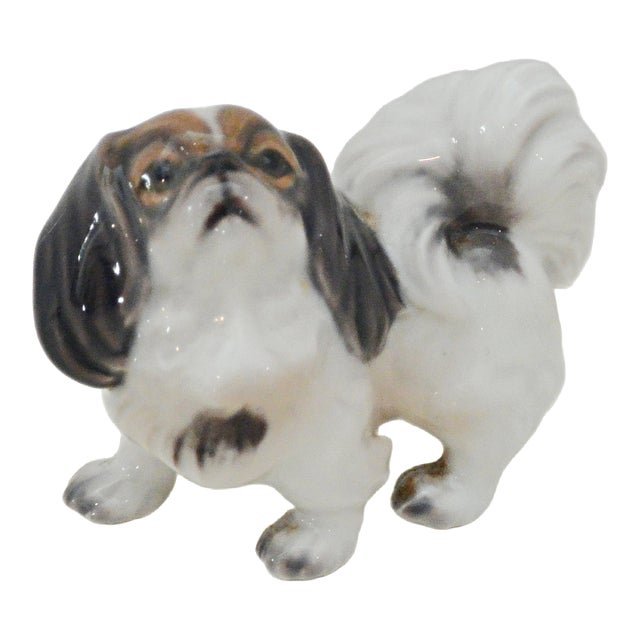 Vintage Dahl Jensen Copenhagen Porcelain Pekingese Figurine For Sale