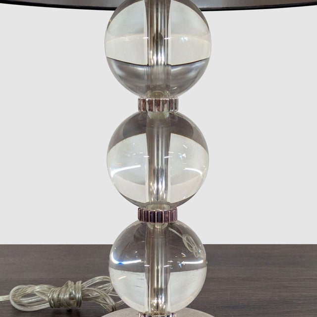 Stacked Crystal Sphere Table Lamp With Chrome Accents For Sale - Image 4 of 5