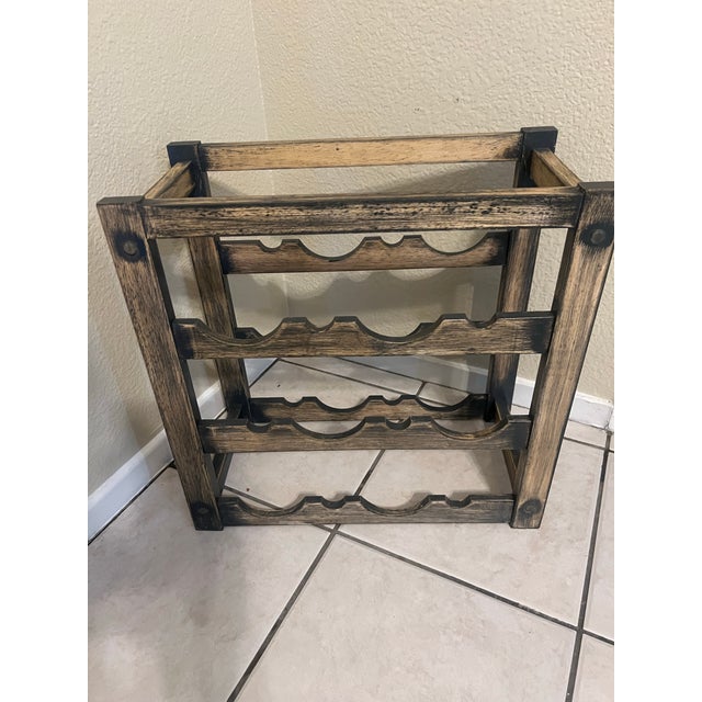 Rustic Solid Wood Countertop Wine Rack – Holds 8 Bottles For Sale - Image 4 of 8
