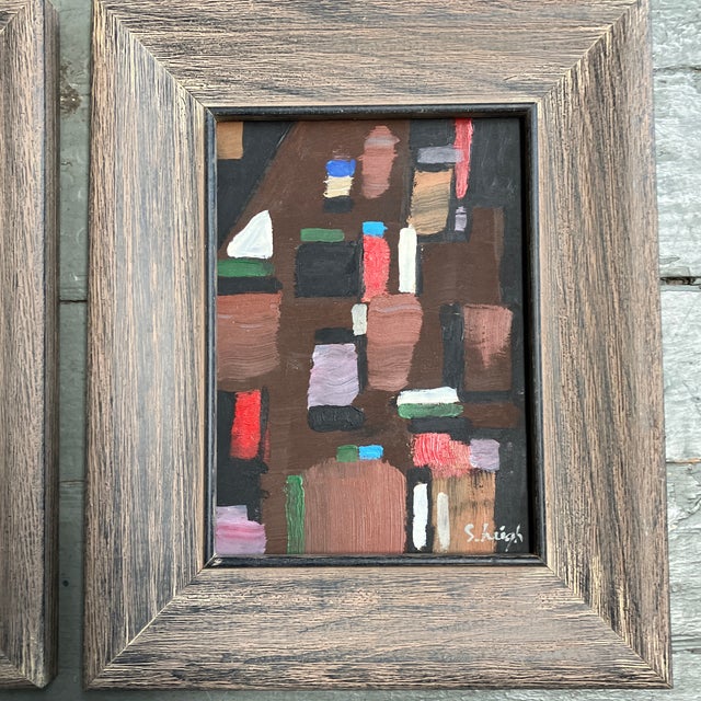 Abstract Contemporary 2 Original Stephen Heigh Abstract Paintings “Earth 1&2” Framed-a Pair For Sale - Image 3 of 4