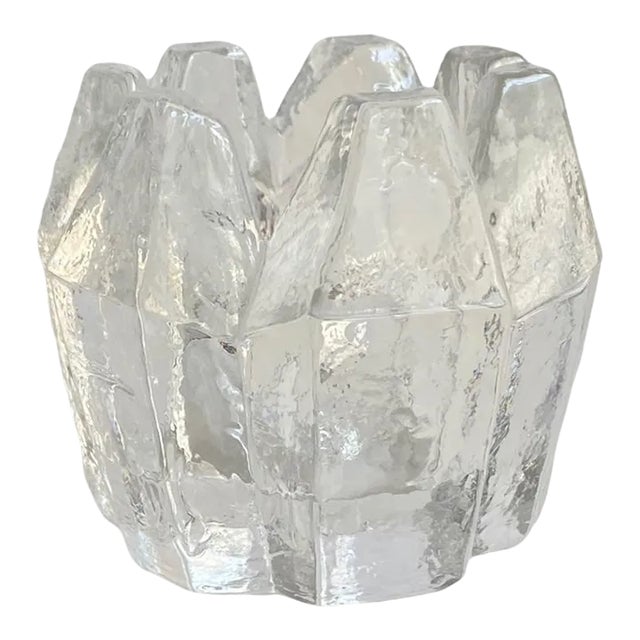 Vintage Kosta Boda Orrefors Heavy Glass Icicle Crystal Votive Holder Mid Century For Sale