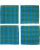 Vintage Set 4 Blue Green Silk Gingham Plaid Cocktail Napkins Barware For Sale - Image 12 of 13