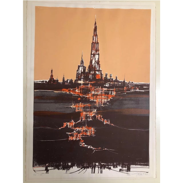 1960s 1968 Max Gunther Modern Cityscape Lithograph For Sale - Image 5 of 6