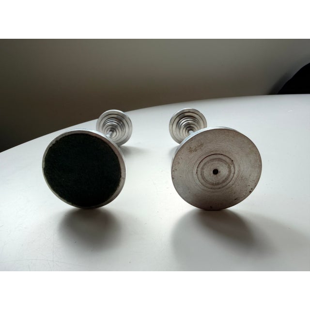 1940s Pair of Industrial Machine Age Candlesticks, Aluminum. For Sale - Image 5 of 5