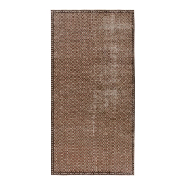 Vintage Distressed Rug, Rust-Beige Geometric Diamond Pattern - Rug & Kilim For Sale