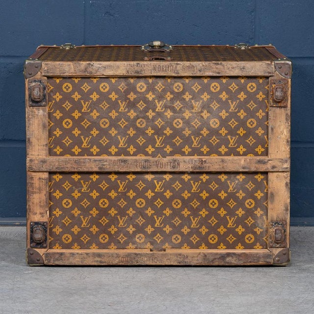Textile Antique Hat Trunk in Monogram Canvas from Louis Vuitton, France, 1910 For Sale - Image 7 of 18