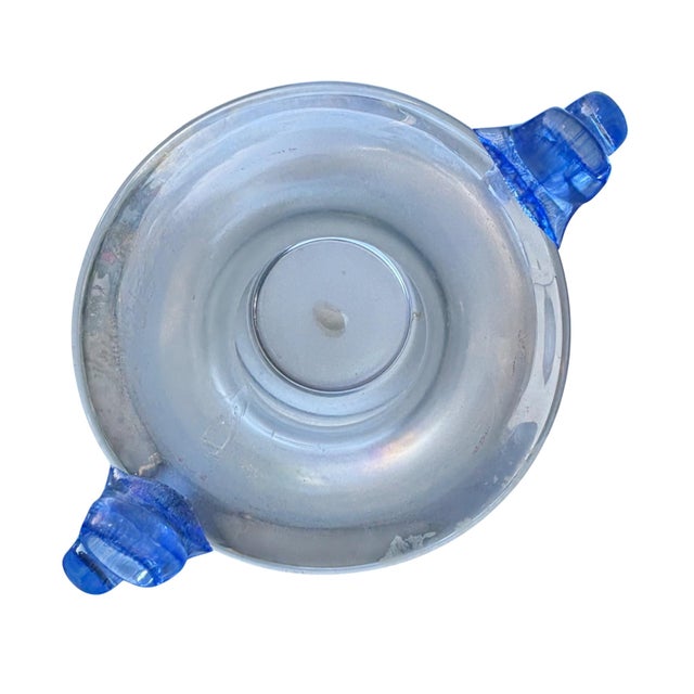 Murano Scavo Glass Amphora Vase With Cobalt Blue Handles For Sale - Image 15 of 17
