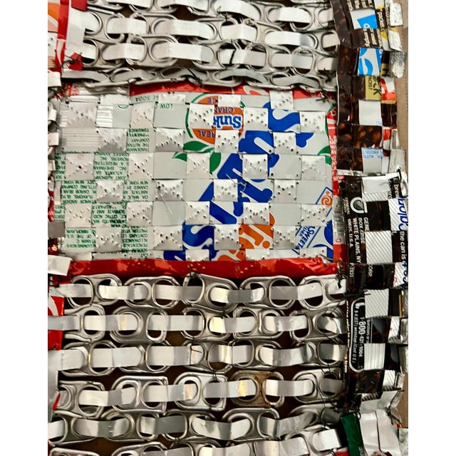 Red Ross Palmer Beecher, Abstract Red Blue Folk Art Americana Flag Can Tapestry Quilt Ross Palmer Beecher, c.1988 For Sale - Image 8 of 18