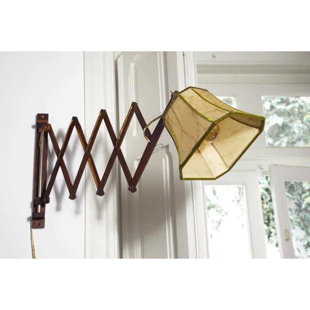 Mid-Century Modern Scissor Wall Lamp in Green Velvet, 1950s For Sale - Image 11 of 11