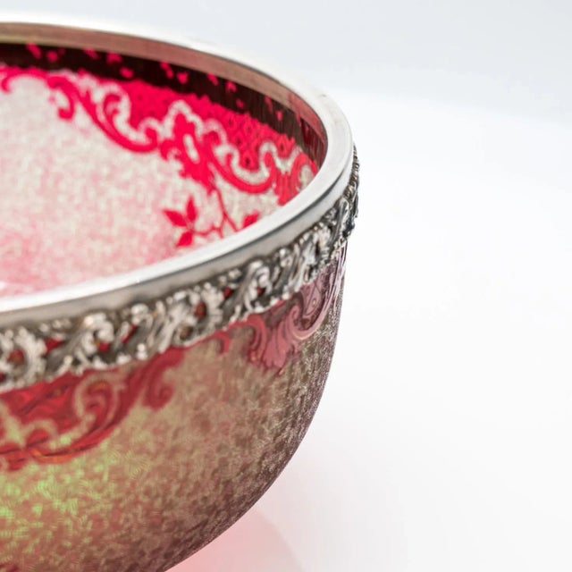 Baccarat Pattern Bright Crimson Acid Etched Bowl, France, 1900s For Sale - Image 10 of 11