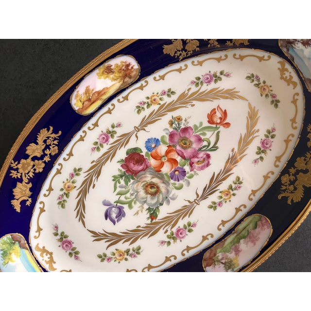 French Louis XV Hand-Painted Blue Ceramic Stand, 1890s For Sale - Image 6 of 9